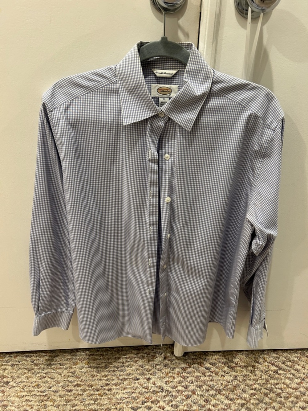 Talbots wrinkle resistant Small Blue check Button-Down Shirt. 8.